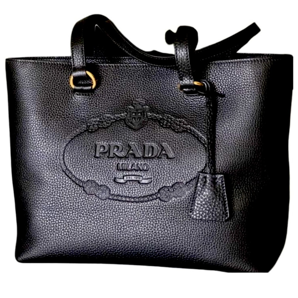 Prada Black Tote with Gold Details